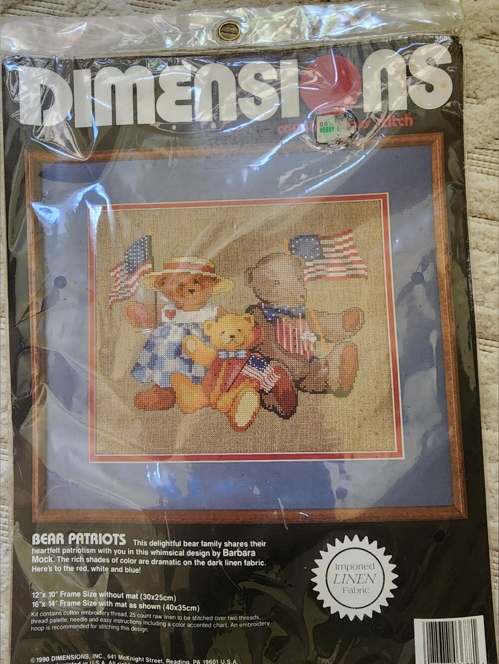 NWT Dimensions Bear Patriots Cross Stitch Kit - Red, White & Blue